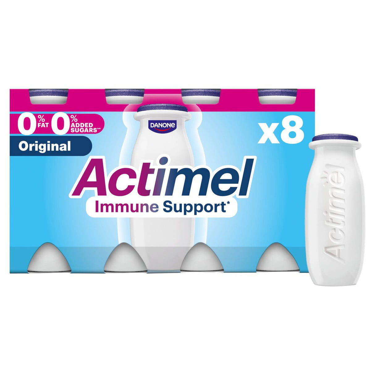 ACTIMEL ORIGINAL 0% ADDED SUGAR FAT FREE YOGHURT DRINK (100g) x 8
