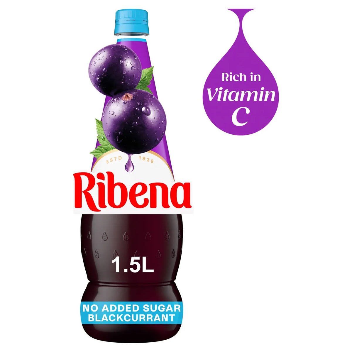 RIBENA LIGHT BLACKCURRANT NO ADDED SUGAR SQUASH 1.5L