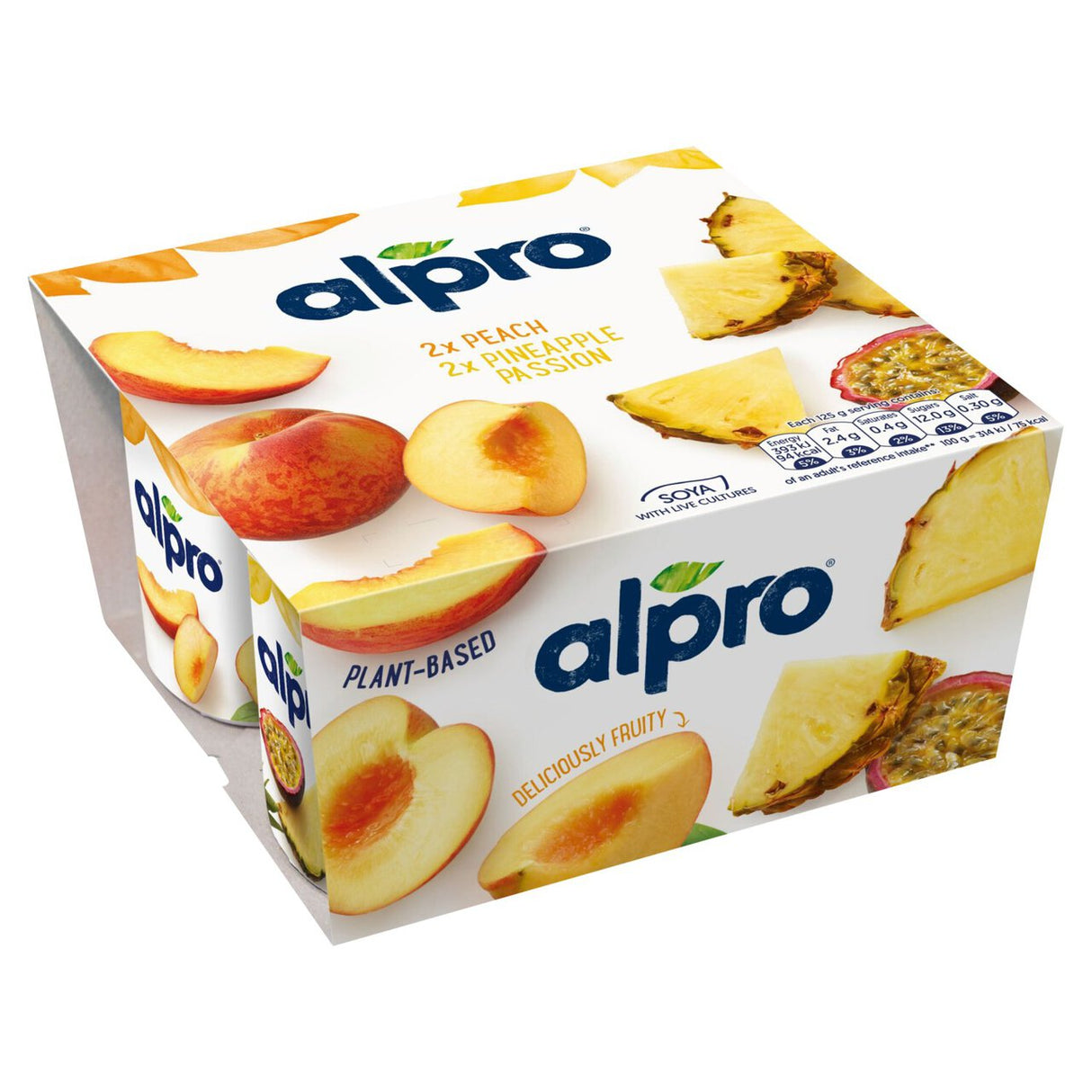 ALPRO PEACH & PINEAPPLE PASSIONFRUIT YOGHURT ALTERNATIVE (125g) x 4