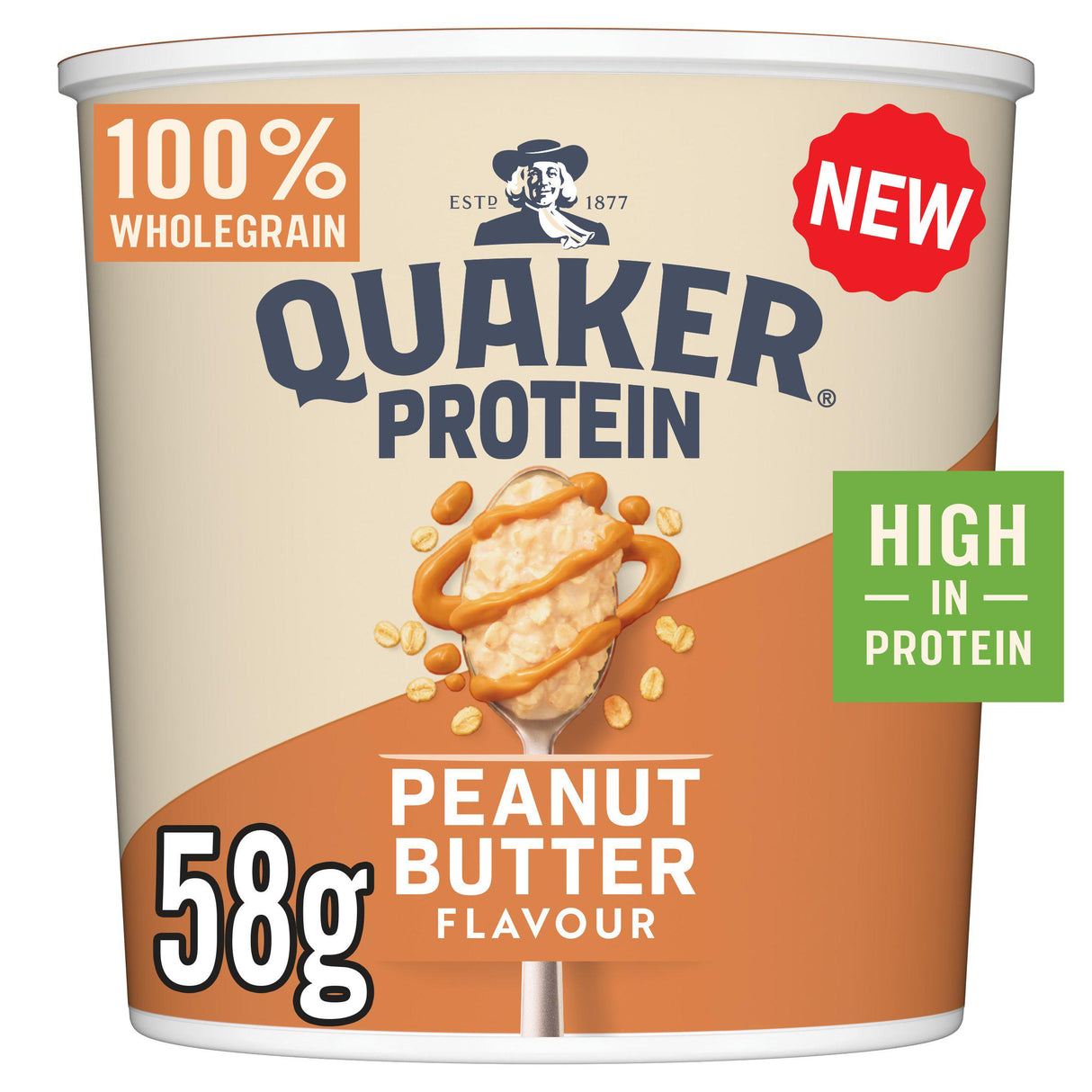 QUAKER OATS HIGH PROTEIN PEANUT BUTTER PORRIDGE POT 58g