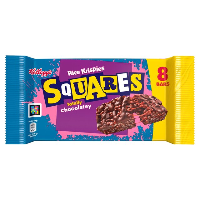 KELLOGGS TOTALLY CHOCOLATEY SQUARES BARS (34g) x 8
