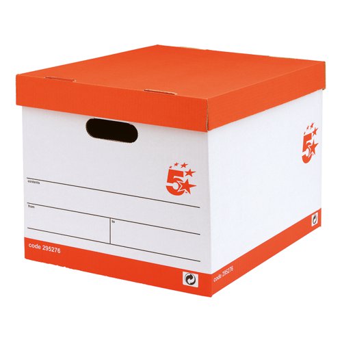 5 STAR OFFICE STORAGE BOX/LID SELF-ASSEMBLY 321X392X291MM RE