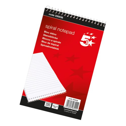 5 STAR OFFICE SHORTHAND PAD WIREBOUND 60GSM RULED 300PP 127X