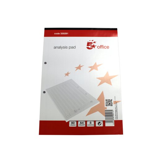 5 STAR OFFICE ANALYSIS PAD 8 CASH COLUMN 80 SHEETS A4