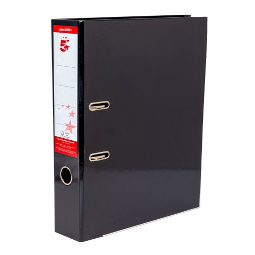 5 STAR OFFICE LEVER ARCH FILE FOOLSCAP BLACK (PACK OF 10)