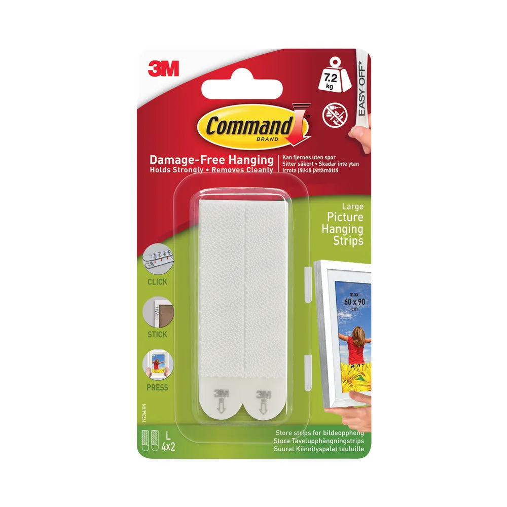 3M COMMAND LARGE PICTURE HANGING STRIPS (Pack of 4)