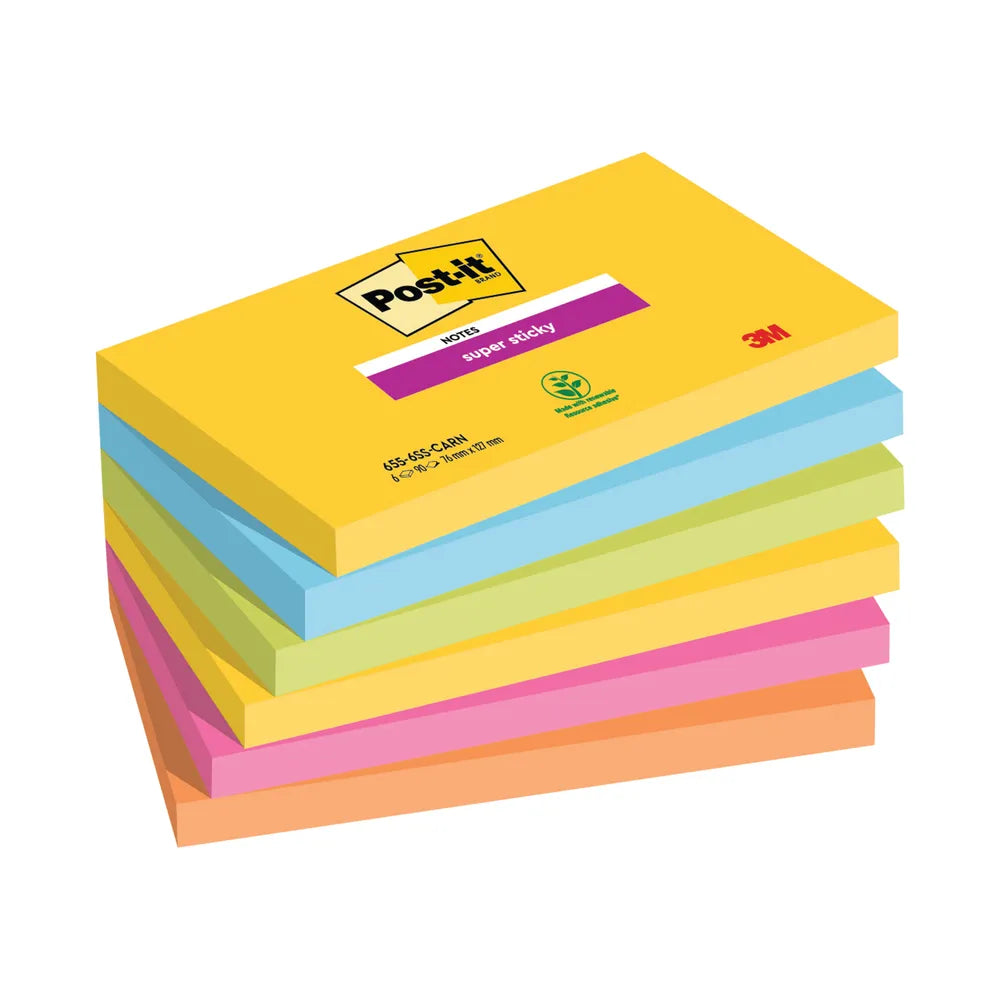 POST-IT SUPER STICKY NOTES RIO 76 X 127MM (Pack of 6)