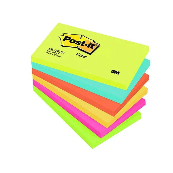 POST-IT ENERGY COLOURS 76 X 127MM NOTES (Pack of 6)
