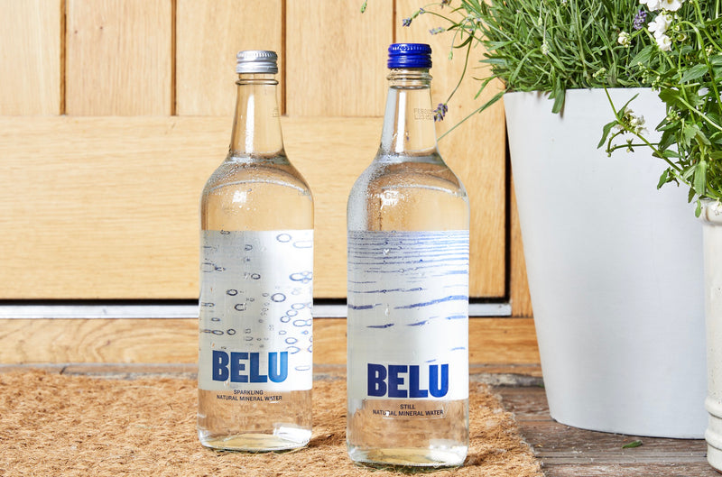 50+ varieties of water, both personal-size bottles and cooler bottles, from brands like Belu, Evian, Volvic, Wenlock, Highland, Hildon, Perrier, Ty Nant and San Pellegrino