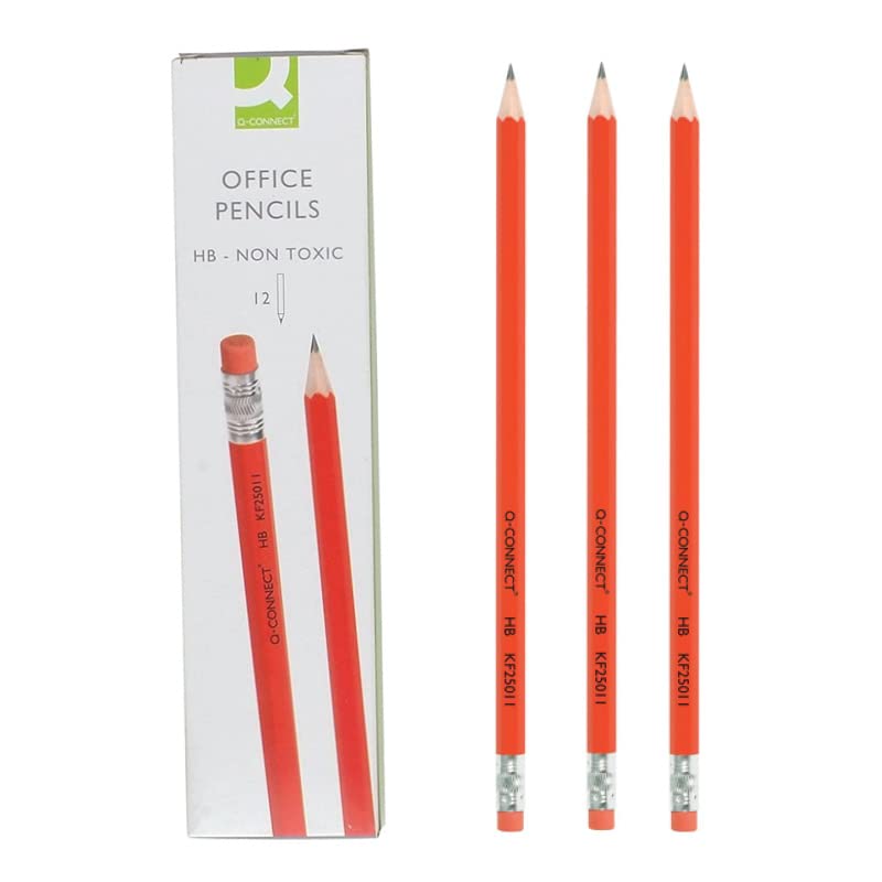 Q-CONNECT RUBBER-TIPPED HB OFFICE PENCILS (Pack of 12)