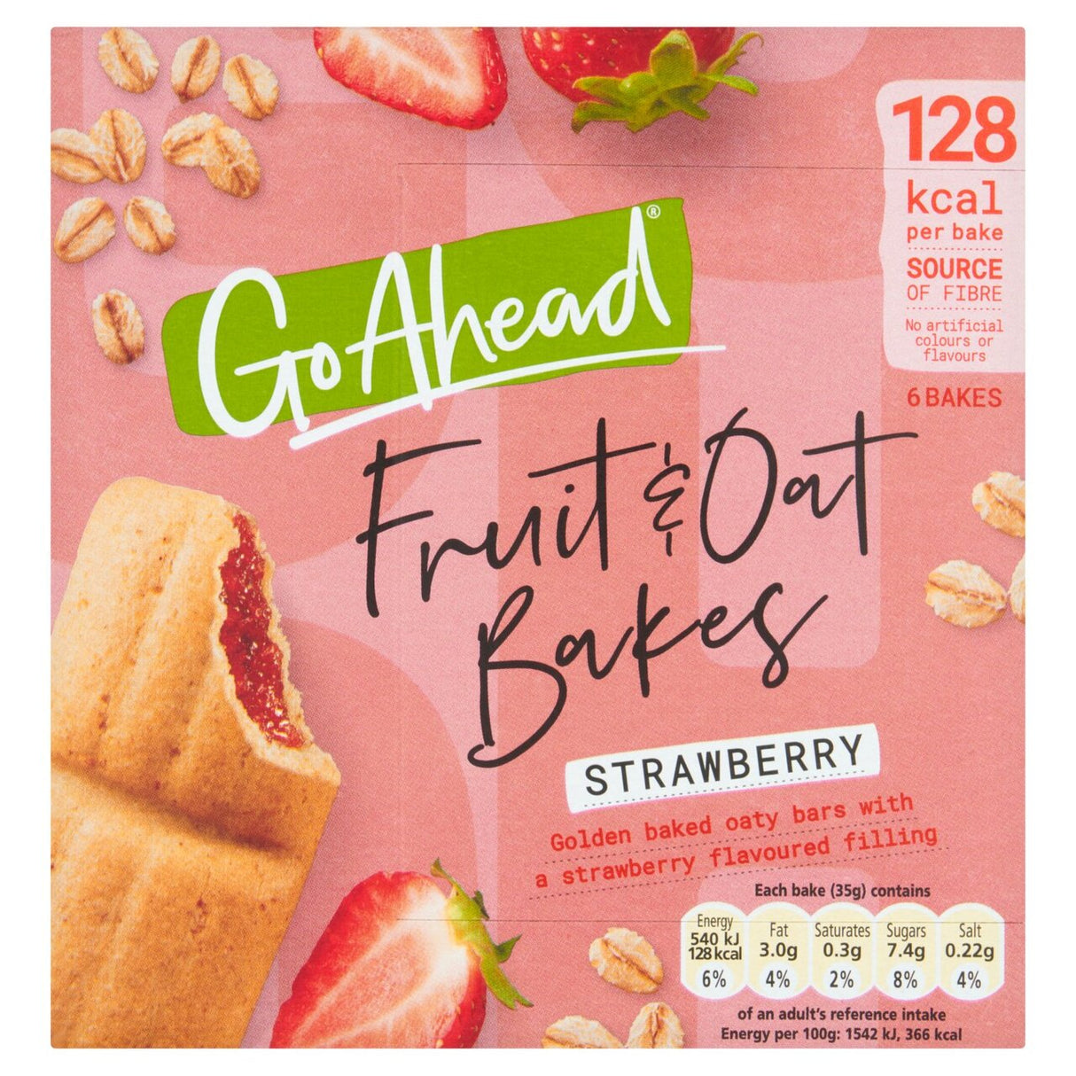 GO AHEAD FRUIT & OAT BAKES STRAWBERRY BISCUIT BARS (35g) x 6