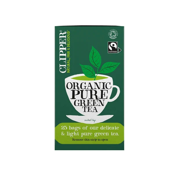 CLIPPER FAIRTRADE ORGANIC PURE ENVELOPED GREEN TEA (25 Bags) x 6