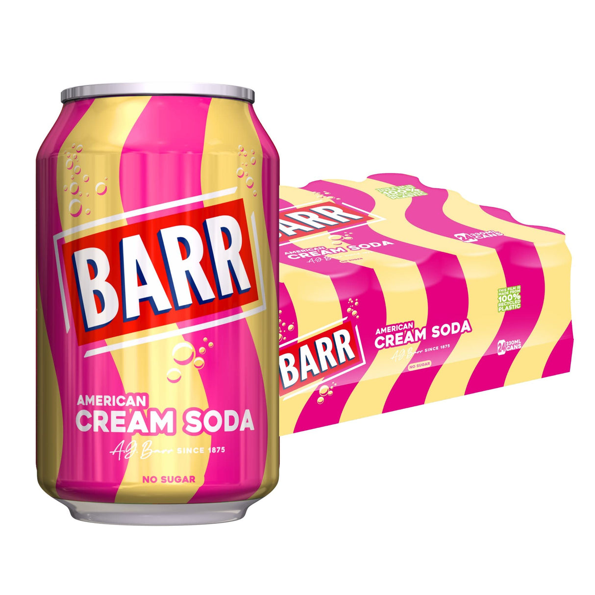BARR SUGAR FREE AMERICAN CREAM SODA CANS (330ml) x 24