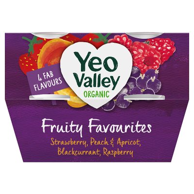 YEO VALLEY FRUITY FAVOURITES ORGANIC YOGHURTS (120g) x 4