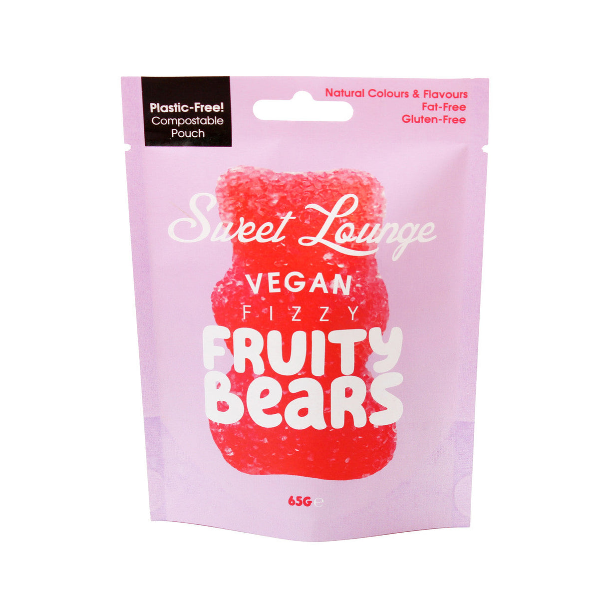 SWEET LOUNGE VEGAN FIZZY FRUITY BEARS POUCHS (65g) x 10
