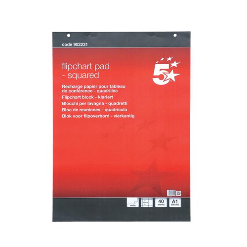 5 STAR OFFICE FLIPCHART PAD PERFORATED 40 SHEETS A1 FEINT 20