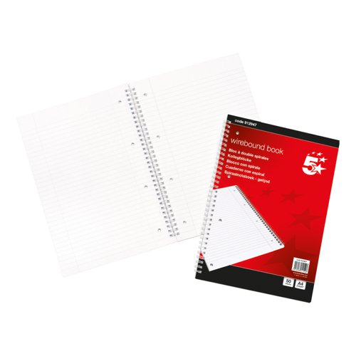 5 STAR OFFICE NOTEBOOK WIREBOUND RULED MARGIN PERFORATED 4 H