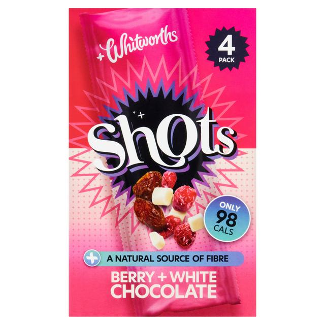 WHITWORTHS BERRY & WHITE CHOCOLATE SHOTS PACK (25g) x 4
