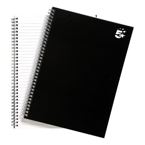 5 STAR OFFICE NOTEBOOK WIREBOUND 80GSM RULED 140PP A4 BLACK