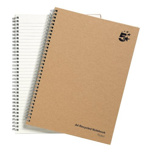 5 STAR ECO NOTEBOOK WIREBOUND 80GSM RULED RECYCLED 160PP A4
