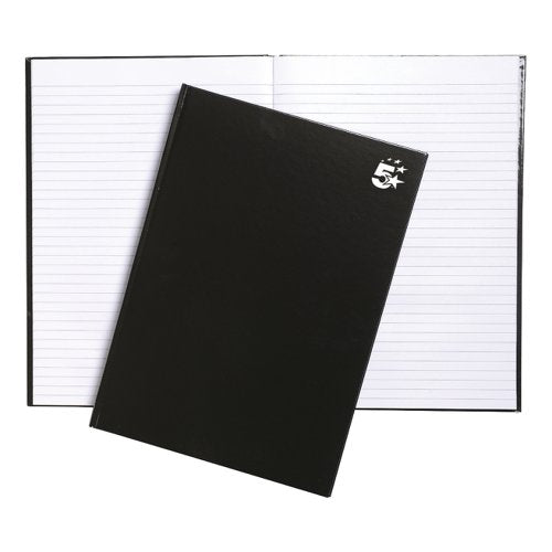 5 STAR OFFICE NOTEBOOK CASEBOUND 75GSM RULED 160PP A4 BLACK