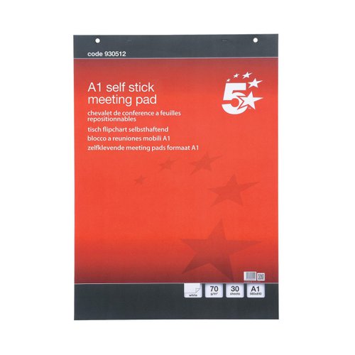 5 STAR OFFICE FLIPCHART PAD SELF-ADHESIVE 30 SHEETS A1 (PACK