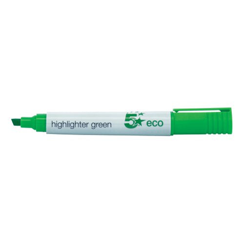 5 STAR ECO HIGHLIGHTER CHISEL TIP 1-5MM LINE GREEN (PACK OF