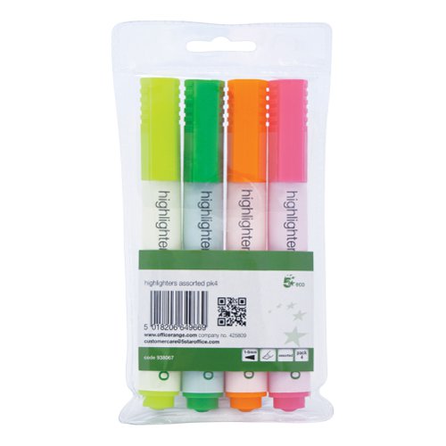 5 STAR ECO HIGHLIGHTER CHISEL TIP 1-5MM LINE WALLET ASSORTED