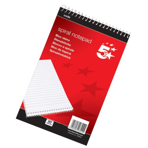 5 STAR OFFICE SHORTHAND PAD WIREBOUND 60GSM RULED 200PP A5 R