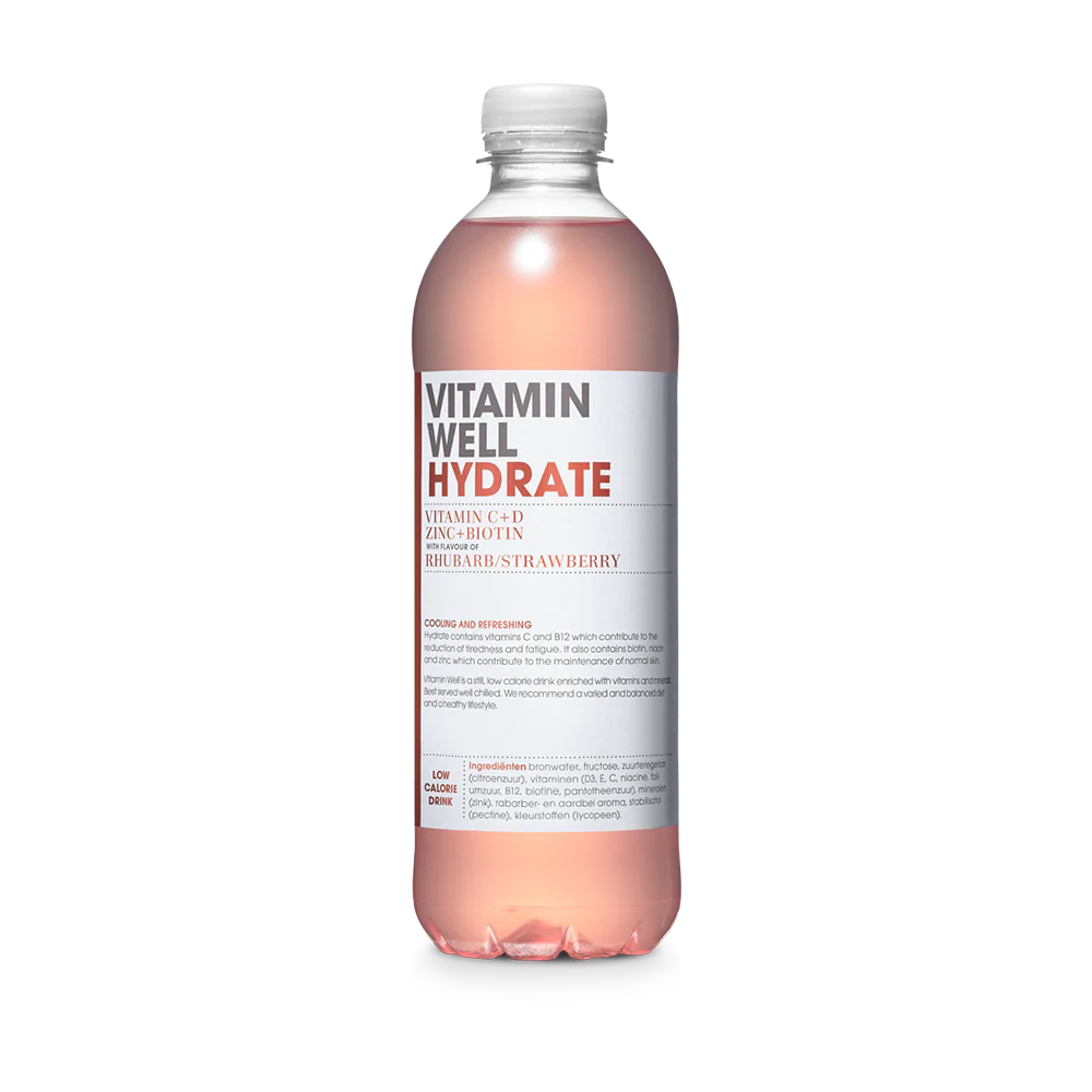 VITAMIN WELL HYDRATE RHUBARB & STRAWBERRY DRINK (500ml) x 12