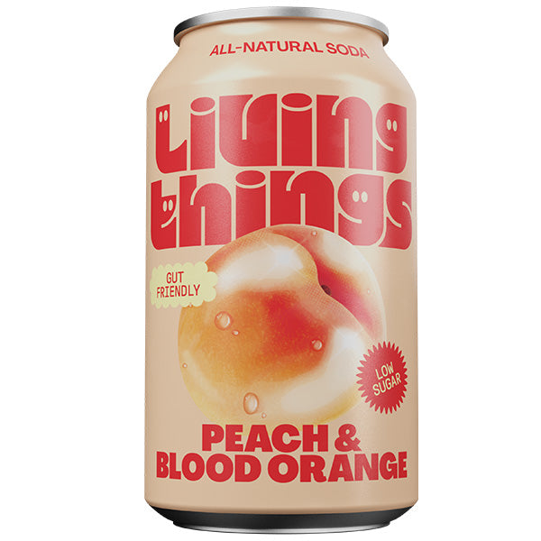 LIVING THINGS PROBIOTIC PEACH & BLOOD ORANGE SODA (330ml) x 12