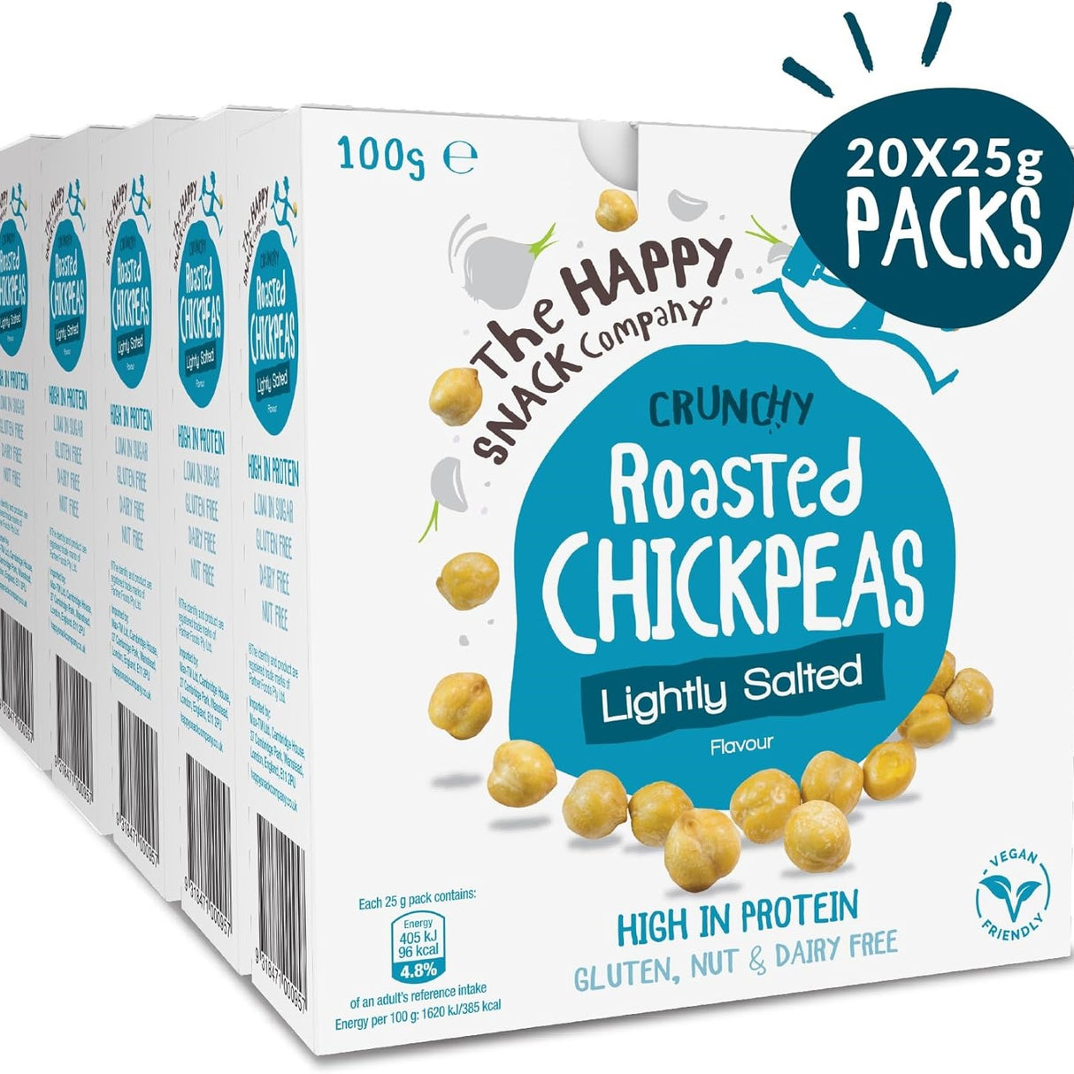 HAPPY SNACK COMPANY ROASTED CHICKPEAS LIGHTLY SALTED (25g) x 20