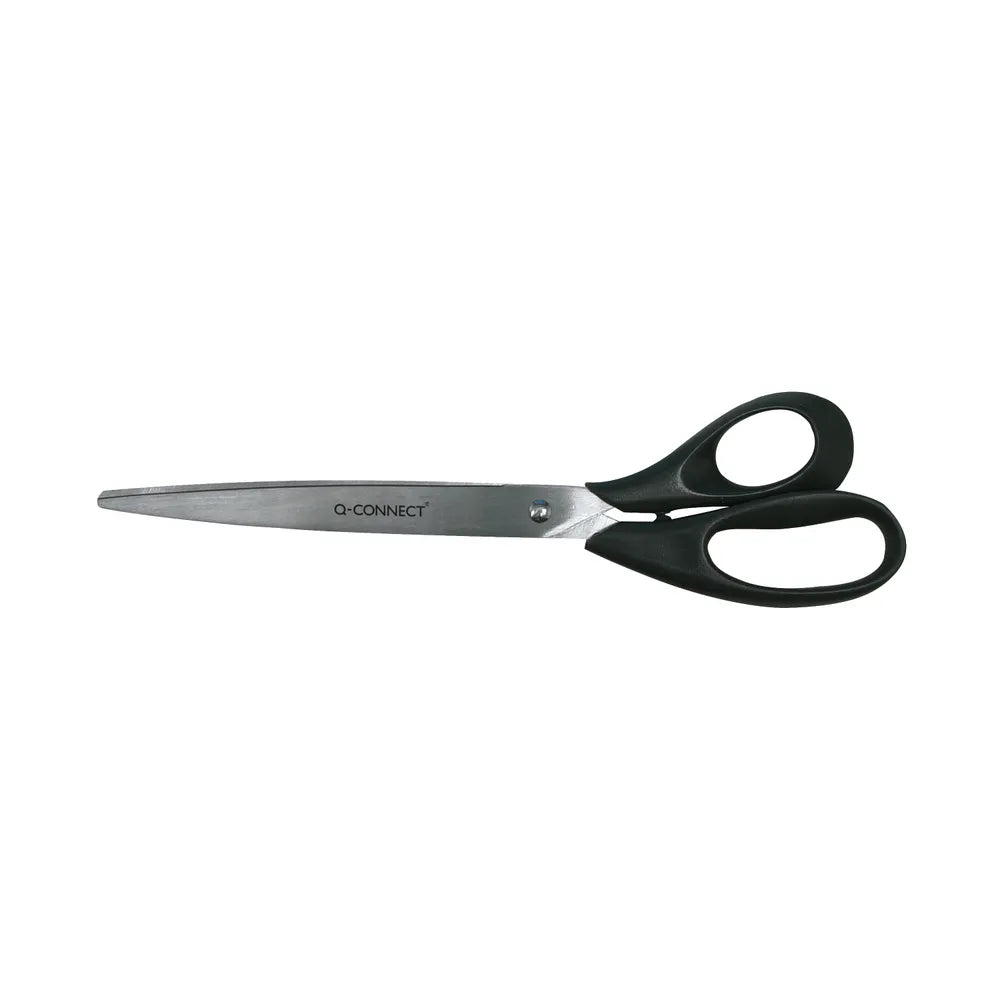 Q-CONNECT ERGONOMIC ALL-PURPOSE BLACK HANDLE SCISSORS WITH STAINLESS STEEL BLADES (255mm)