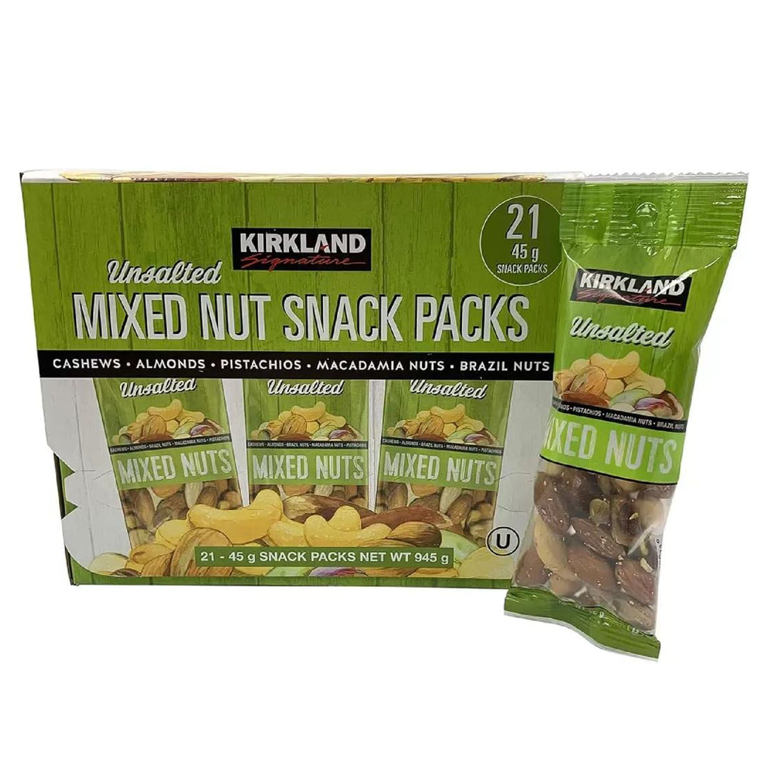 KIRKLAND SIGNATURE UNSALTED MIXED NUT SNACK PACK (45g) x 24