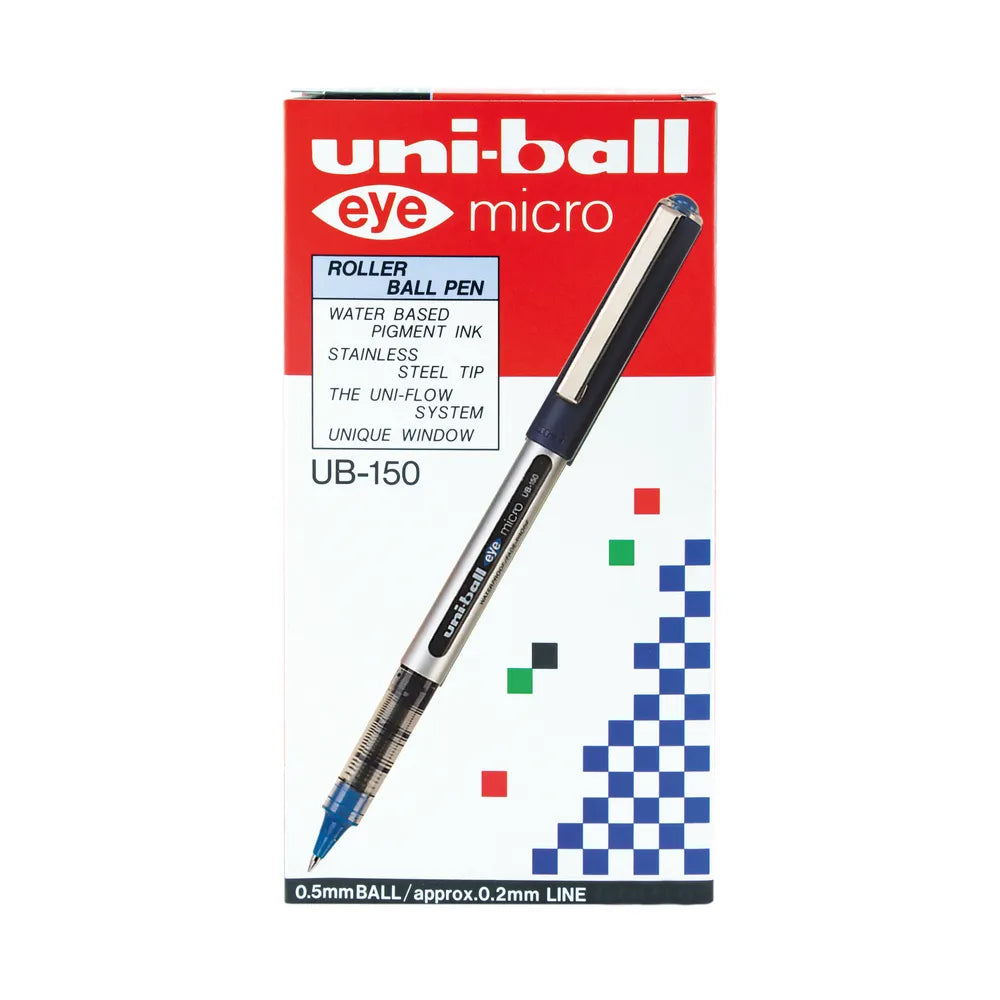 UNI-BALL UB-157E EYE ROLLERBALL FINE BLUE PENS (Pack of 12)