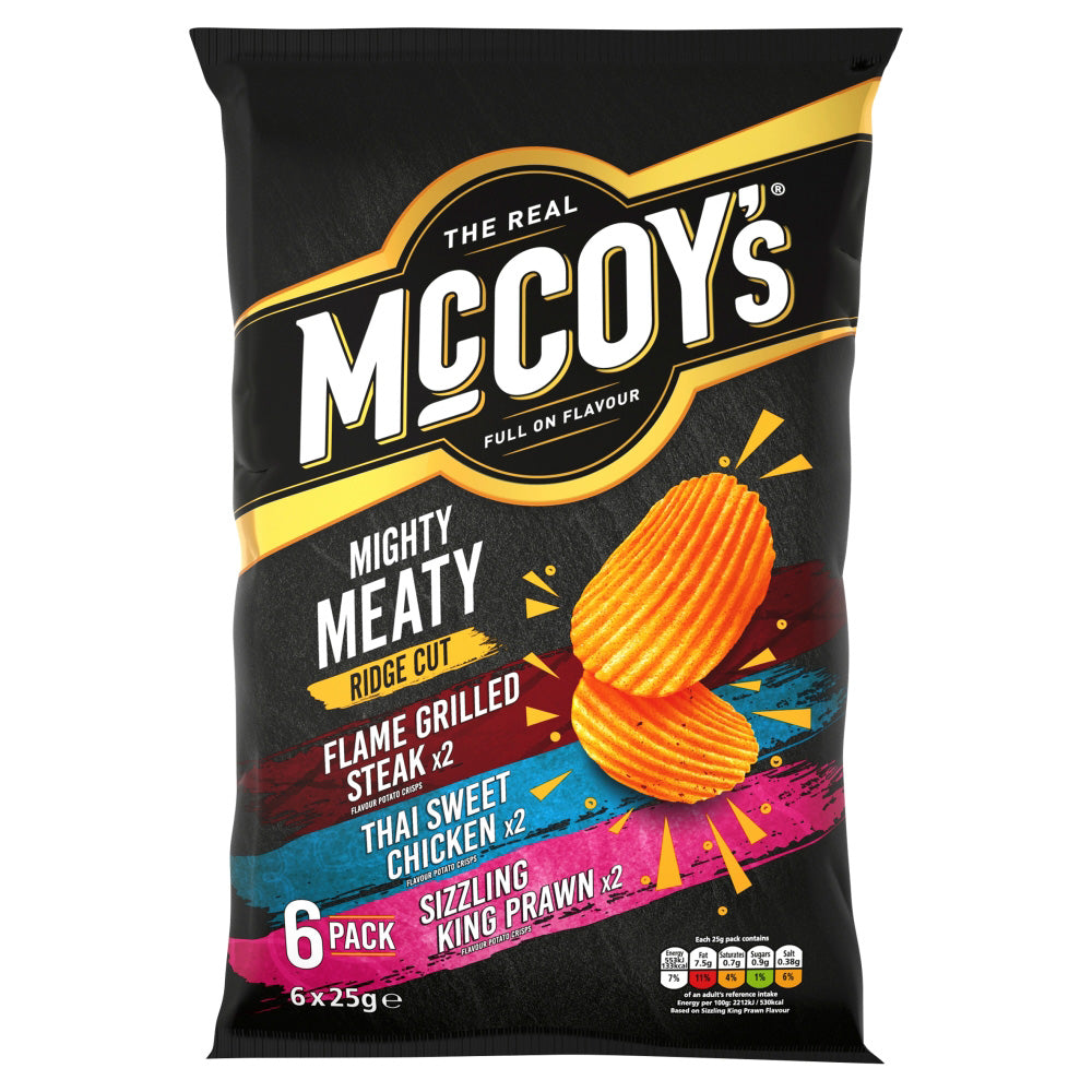 MCCOYS RIDGE CUT MIGHTY MEATY VARIETY PACK CRISPS (25g) x 6