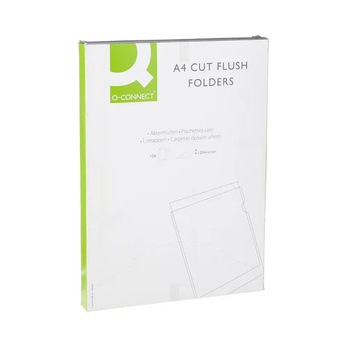 Q-CONNECT CLEAR A4 CUT FLUSH FOLDERS (Pack of 100)