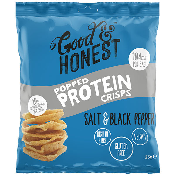 GOOD & HONEST SALT & PEPPER POPPED PROTEIN CRISPS (23g) x 24