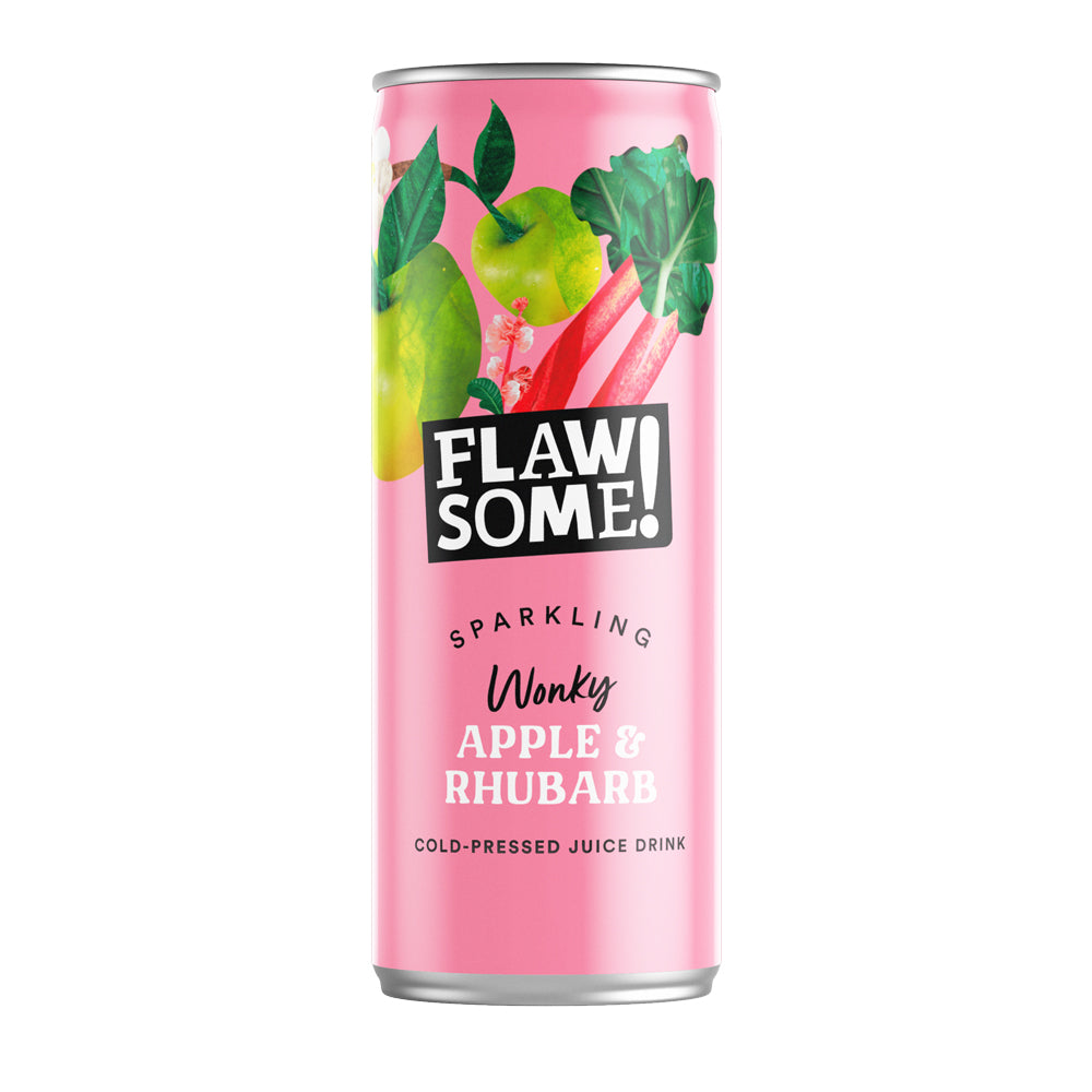 FLAWSOME! APPLE & RHUBARB SPARKLING CANS (250ml) x 24