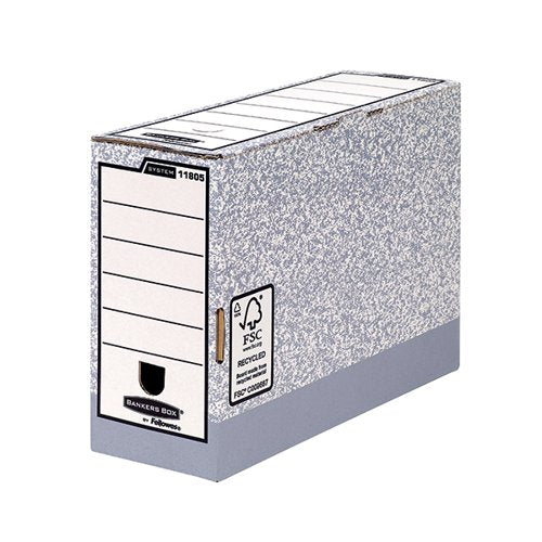 FELLOWES BANKERS BOX TRANSFER FILE 120MM FOOLSCAP GREY (PACK OF 10) 01805