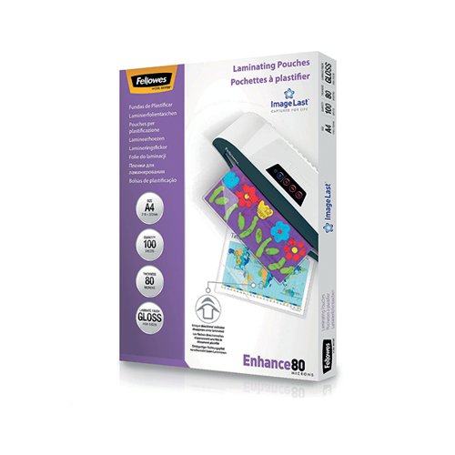 FELLOWES LAMINATING POUCH A4 160 MICRON TOTAL THICKNESS GLOS