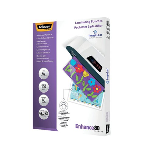 FELLOWES LAMINATING POUCH A3 160 MICRON TOTAL THICKNESS GLOS