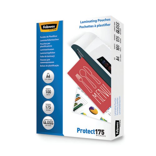 FELLOWES PROTECT175 LAMINATING POUCH A4 350 MICRON TOTAL THI