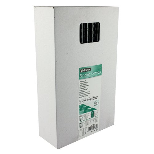 FELLOWES A4 PLASTIC BINDING COMBS 14MM BLACK (PACK OF 100) 5