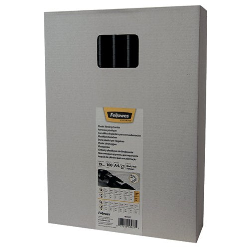 FELLOWES A4 PLASTIC BINDING COMBS 19MM BLACK (PACK OF 100) 5