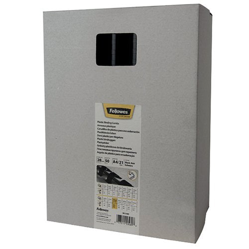 FELLOWES A4 BINDING COMBS 28MM BLACK (PACK OF 50) 53489