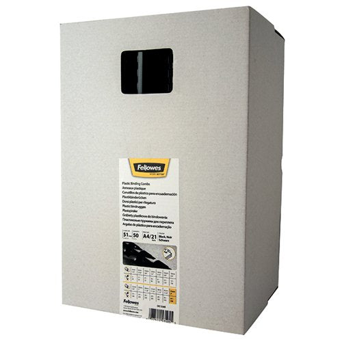 FELLOWES A4 BINDING COMBS 51MM BLACK (PACK OF 50) 53505