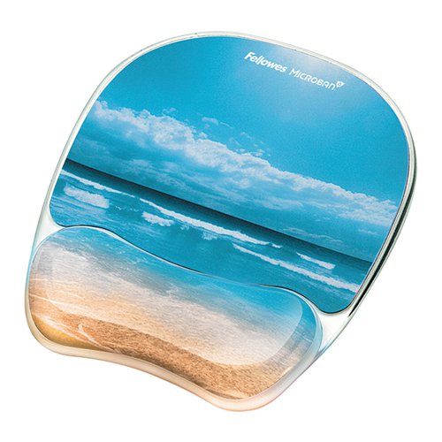 FELLOWES MOUSEPAD WRIST SUPPORT SANDY BEACH DESIGN 9179301