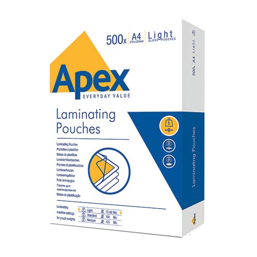 FELLOWES APEX LIGHT DUTY LAMINATING POUCH A4 (PACK OF 500) 6