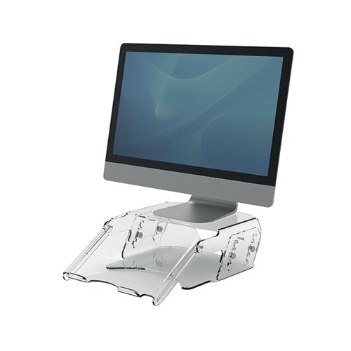 FELLOWES CLARITY ADJUSTABLE MONITOR RISER CLEAR ACRYLIC 9731
